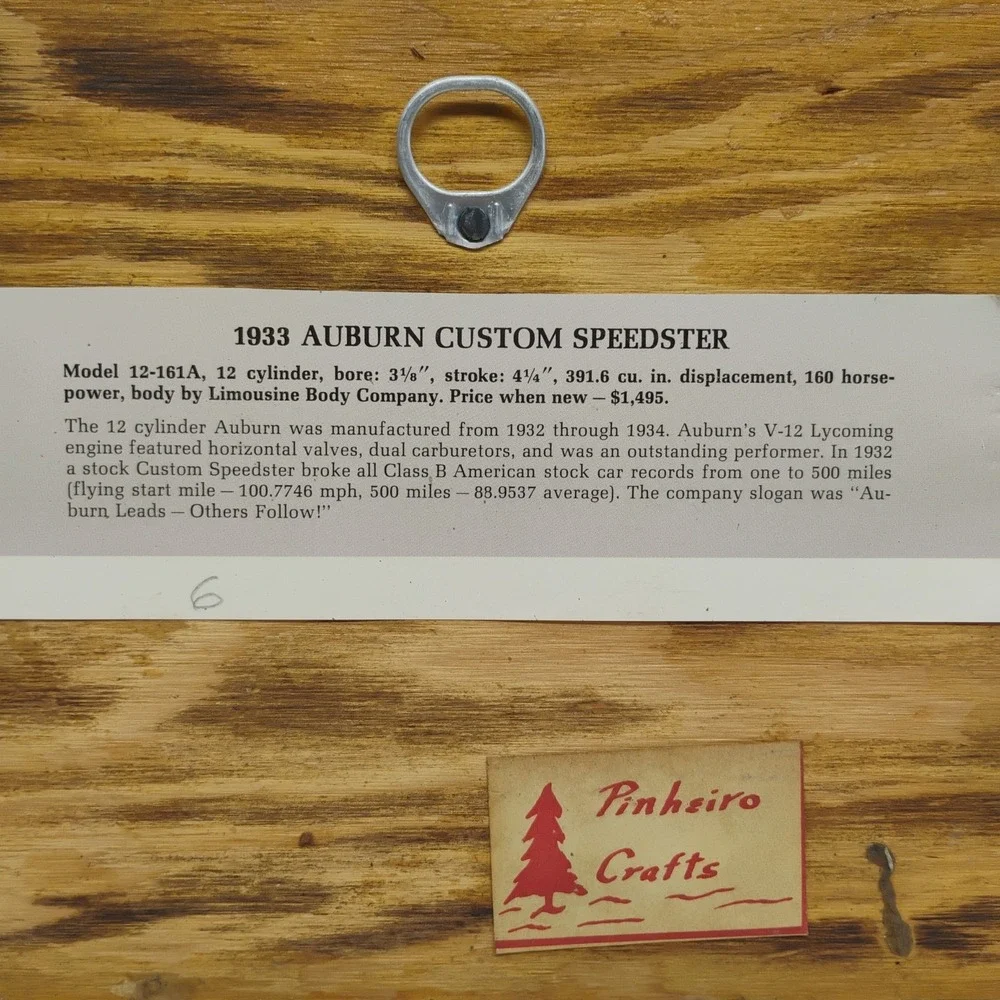 Vtg Pinheiro Crafts 1933 Auburn Custom Speedster Car Wooden Wall Hanging Sign